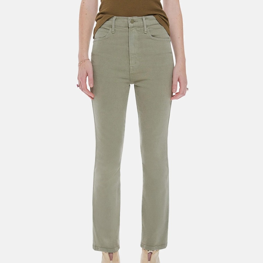 Mother Jeans Womens 26 Oil Green High Waisted Smokin Double Ankle Flare